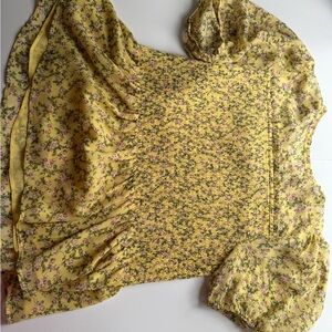 Torrid Yellow Floral Smocked Blouse